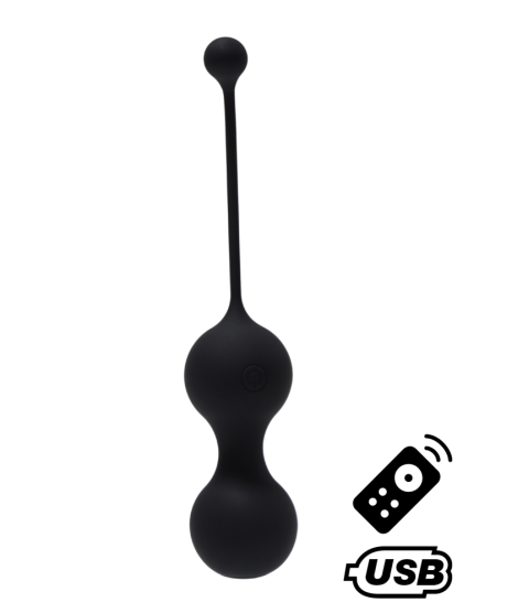 MINA Noir, Boules de Geisha en silicone médical USB avec télécommande - BQ130BLK